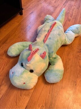 Giant Plush Dragon Stuffed Animal - Mint Green & Pink Hugfun 37in
